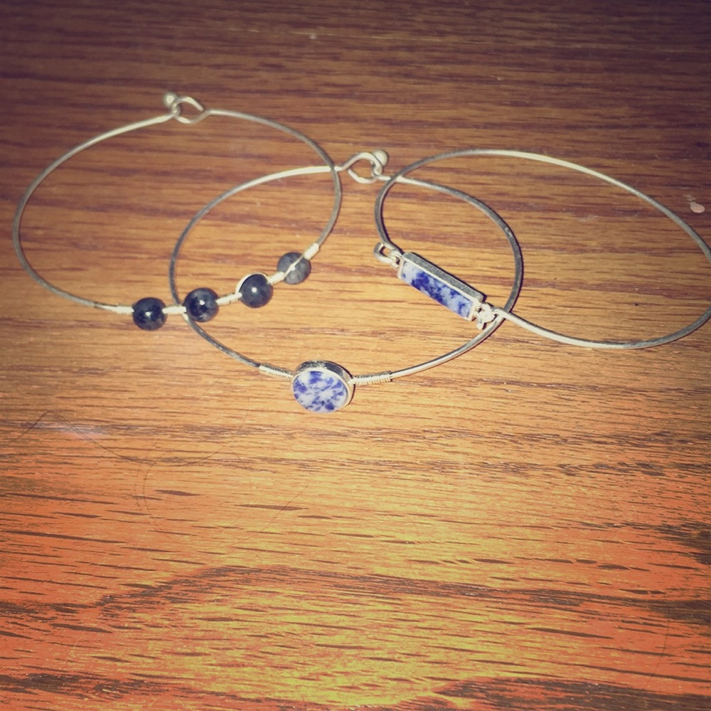 Semi-precious 3 bangle set